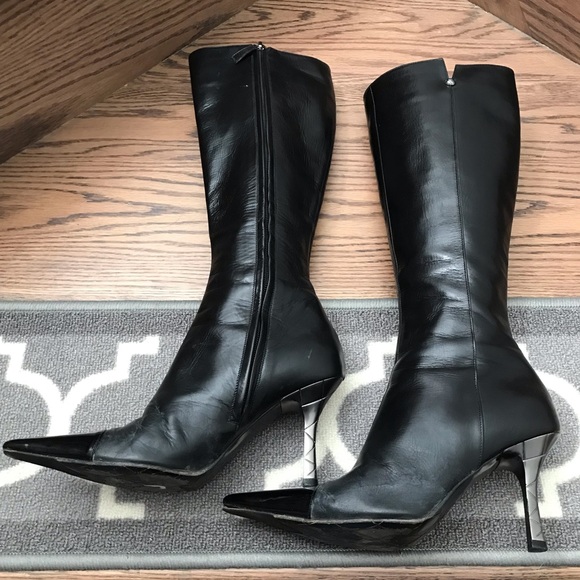 Chanel black leather boots - Picture 1 of 5